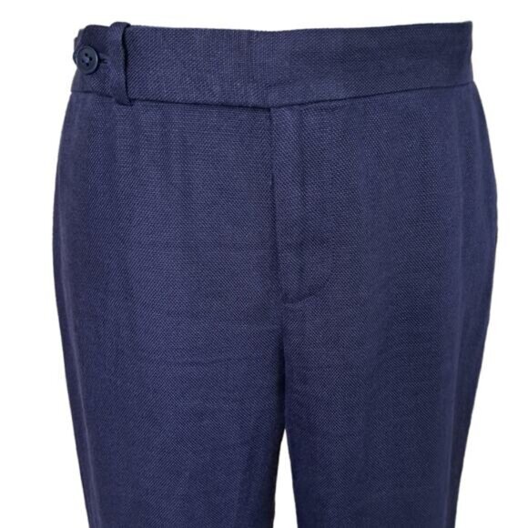 RALPH LAUREN Black Label Navy Blue Linen Pant Size 6 x 34" Straight Leg - Picture 3 of 10